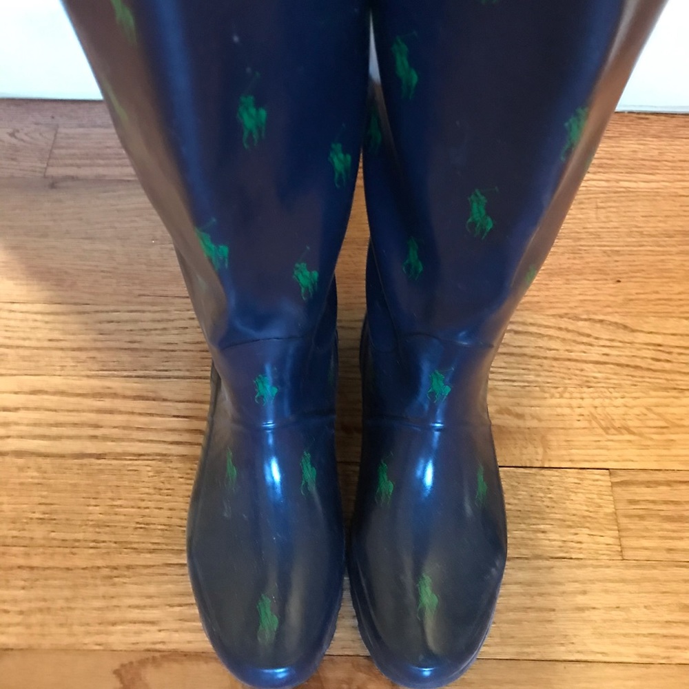 Ralph Lauren Navy and green high rain boots